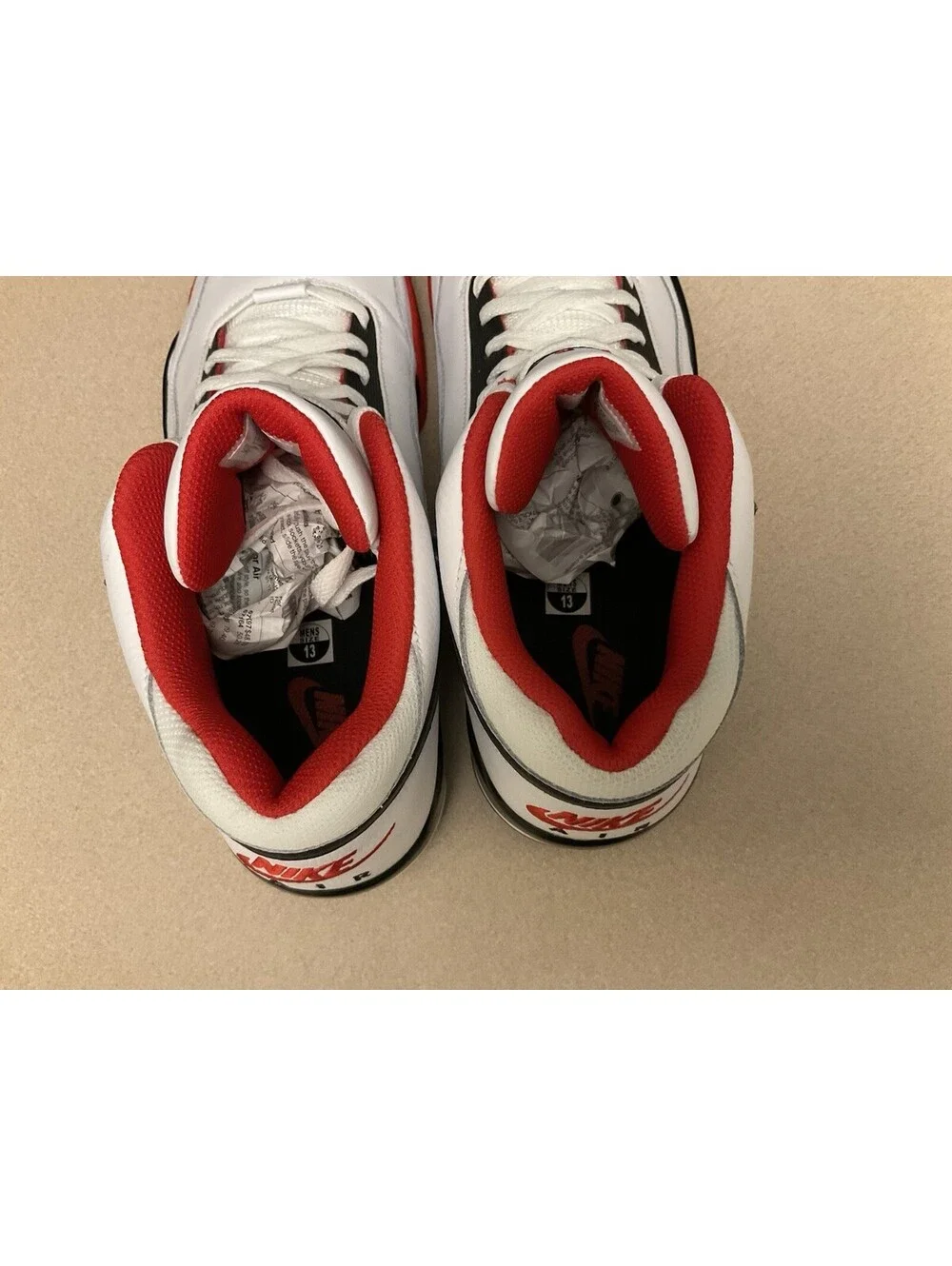 Mens Nike Air Flight Lite Mid Top Sneakers White/Black/Red BQ4212-100. Size 13.